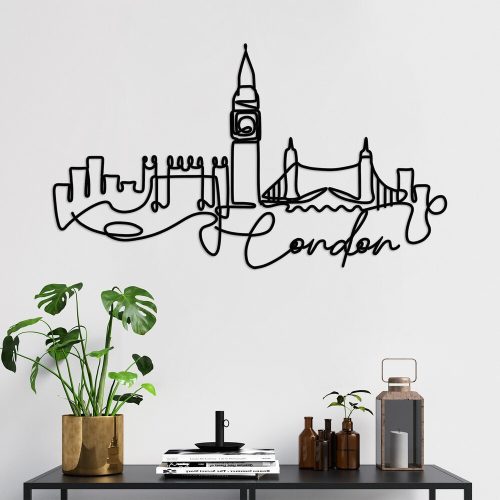 Stílusos fekete dekoratív fém falkiegészítő, 120 x 53 x 1,5 cm | 100% fém, 2 mm vastagság | Könnyű és modern design lakberendezéshez