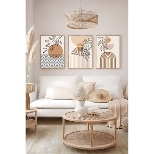 Elegáns dekoratív keretes festőkészlet (3 db), tömörfa keret, 33 x 48 cm | 100% MDF, digitális nyomtatás | Tökéletes a lakberendezés és a művészet szerelmeseinek