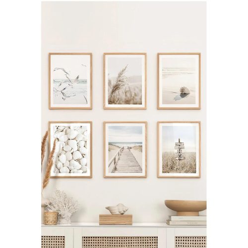 Elegáns dekoratív keretes festmények (6 db), tömörfa keret, 33 x 48 cm | 100% MDF, digitális nyomtatás | Tökéletes a lakberendezés és a művészet szerelmeseinek