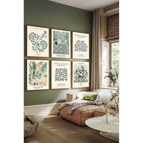 Elegáns dekoratív keretes festmények (6 db), tömörfa keret, 33 x 48 cm | 100% MDF, digitális nyomtatás | Tökéletes a lakberendezés és a művészet szerelmeseinek