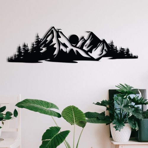 Stílusos fekete dekoratív fém fali kiegészítő, 68 x 19 cm | 100% fém, 1,2 mm vastagság | Tökéletes modern lakberendezéshez és egyedi falfestményekhez