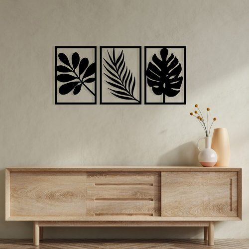 Stílusos fekete dekoratív fém fali kiegészítő, 104 x 46 cm | 100% fém, 1,2 mm vastagság | Tökéletes modern lakberendezéshez és irodai helyiségekhez