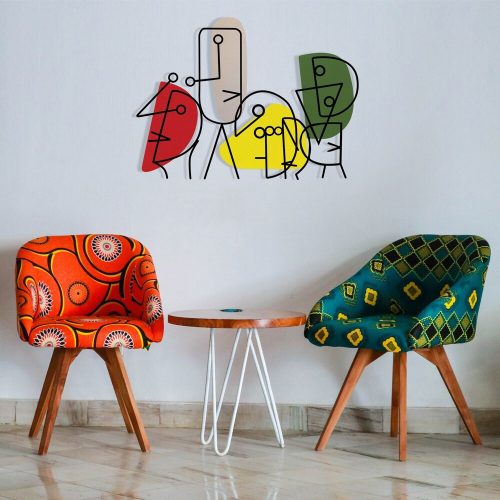 Stílusos dekoratív fém falkiegészítő, 71 x 52 cm | Tartós 1,20 mm fém és 3 mm fa | Tökéletes modern lakberendezéshez és egyedi falfestményekhez