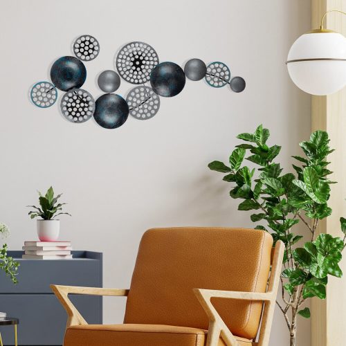 Kézzel festett dekoratív fém falkiegészítő, 90 x 8 x 42 cm | 100% fém, 0,8 mm vastagság | Egyedi színváltozatok a stílusos lakberendezéshez