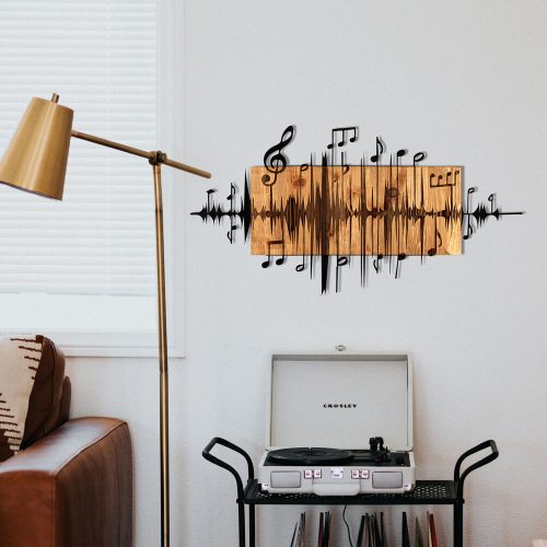 Elegáns dekoratív fa falkiegészítő, 90 x 47 cm | 100% fém (1,2 mm) és fa keret (3 cm) | Stílusos fekete-dió dizájn modern terekhez