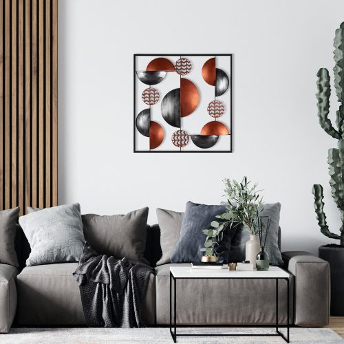 Kézzel festett dekoratív fém faltartozék, 55 x 55 cm, 100% fém (0,8 mm) | Egyedi színváltozatok a stílusos lakberendezéshez | Elegáns és tartós