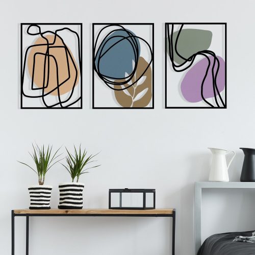 Stílusos dekoratív fém falkiegészítő, 129 x 54 cm | Tartós 1,20 mm fém és 3 mm fa | Tökéletes modern lakberendezéshez és irodai helyiségekhez