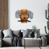 Elegáns dekoratív fa falkiegészítő, 76 x 58 cm, fekete és dió | 100% fém váz (1,2 mm) és tömör fa (3 cm) | Modern dekorációhoz tökéletes