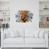 Elegáns dekoratív fa falkiegészítő, 85 x 58 cm, fekete és dió | 100% fém váz (1,2 mm) és tömör fa (3 cm) | Modern dekorációhoz tökéletes