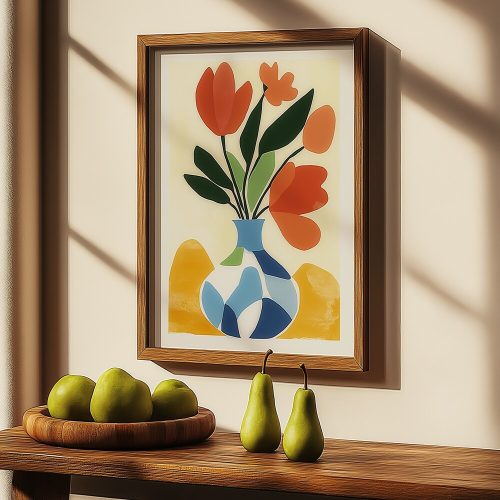 Elegáns dekoratív keretes MDF festmény, 35 x 47 x 2 cm | 100% MDF (3 mm) és fenyőfa keret | UV-nyomtatott műalkotás stílusos lakberendezéshez