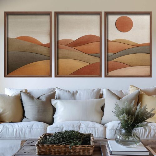 Elegáns dekoratív keretes MDF festmények (3 db), 35 x 47 x 3,5 cm | 100% MDF és fenyőfa keret, UV-nyomtatott | Tökéletes a lakberendezés és a művészet szerelmeseinek