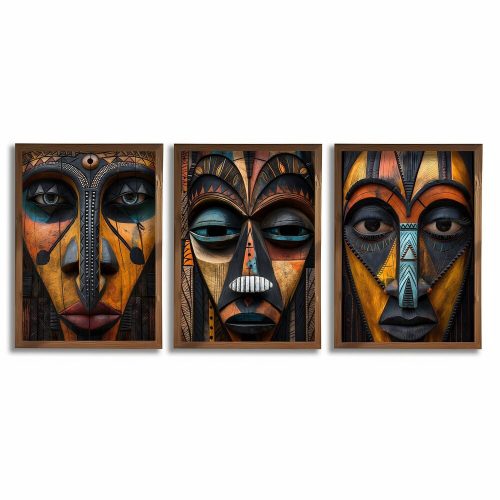 Elegáns dekoratív keretes MDF festmények (3 db), 50 x 70 x 3,5 cm | 100% MDF és luc váz, UV-nyomtatott | Tökéletes lakberendezési és modern terek számára