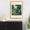 Henri Rousseau dekoratív keretes festménye "Az egyenlítői dzsungel", 55 x 75 cm | 100% fa keret, 2 cm polisztirol | UV digitális nyomtatás, élénk művészet