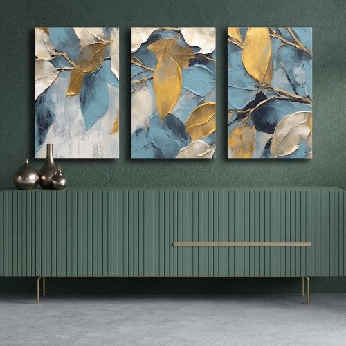 Elegáns dekoratív vászonfestő készlet (3 db), 100% vászon és fenyőfa keret, mindegyik 45 x 70 cm | Teljes méret: 145 x 70 cm | Tökéletes otthoni dekorációhoz