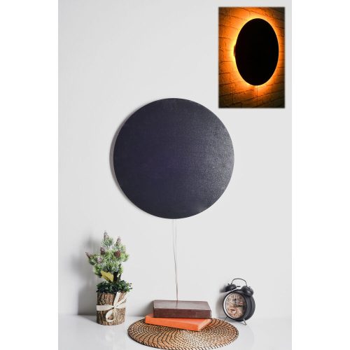 Elegáns sárga dekoratív LED világítás, 45 cm átmérő, 350 lumen, 60 LED/m, fekete MDF alap, 50 000 órás élettartam, tökéletes otthoni dekorációhoz és hangulathoz