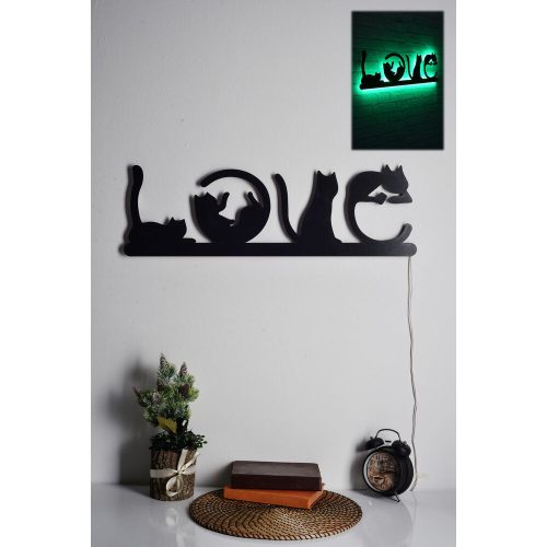 Elegáns zöld dekoratív LED világítás, 70 x 22 cm | Fekete MDF talp, 60 LED/m, 375cm kábel, 12V 1A adapter | Tökéletes a modern lakberendezéshez