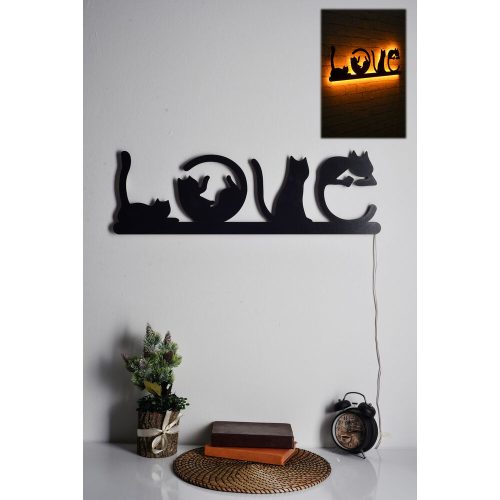 Elegáns sárga dekoratív LED világítás, 70 x 22 cm | Fekete MDF talp, 60 LED/m, 375cm kábel, 12V 1A adapter | Tökéletes a modern lakberendezéshez