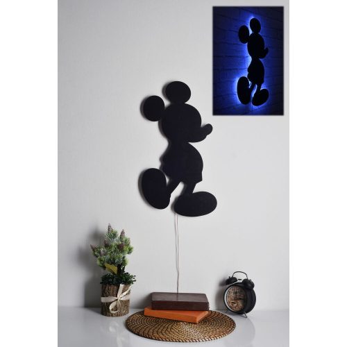 Dekoratív LED világítás fekete MDF alappal, 32 x 50 cm | 60 LED/m, 300 Lumen, 3000K | 50 000 órás élettartam, beépített falakasztó, elegáns kék dizájn