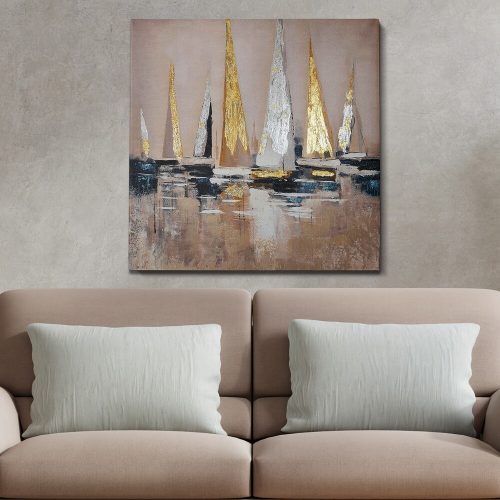 Kézzel festett dekoratív olajfestmény 100% vászonra, 100 x 100 cm | Masszív 3 cm-es fakeret | Tökéletes a lakberendezés és a művészet szerelmeseinek
