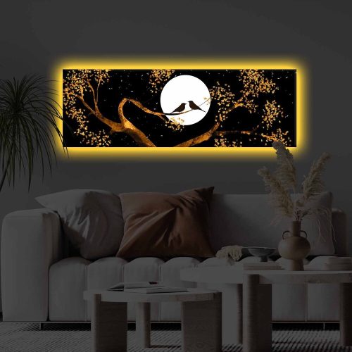 Dekoratív LED-es világítóvászon festmény, 30 x 90 cm, 100% poliészter vászon, fa keret (3,5-4 cm), elemes be-/kikapcsolóval, tökéletes otthoni dekorációhoz