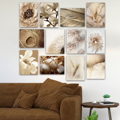12 db dekoratív MDF festmény készlet, 20 x 15 cm | 100% MDF, 3 mm vastag | Egyedülálló művészet otthoni dekorációhoz, elegáns tapintás minden térhez