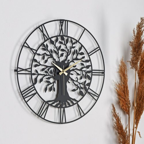 Elegáns fekete dekoratív fém falióra, 41 cm átmérőjű, 1,5 mm vastag | Csendes mechanizmus, 1 db AA elem szükséges (nem tartozék) | Tökéletes otthoni és irodai dekorációhoz