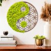 Kézzel készített dekoratív falkiegészítő, zöld és barna, 44 x 1 x 44 cm | 100% MDF/MOSS, 9 mm vastag | Egyedi dizájn természetes variációkkal a lakberendezéshez