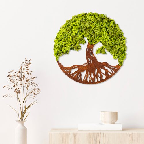 Kézzel készített dekoratív falkiegészítő, zöld, 44 x 1 x 44 cm | 100% MDF/MOSS, 6 mm Vastagság | Egyedi színváltozatok a stílusos lakberendezéshez