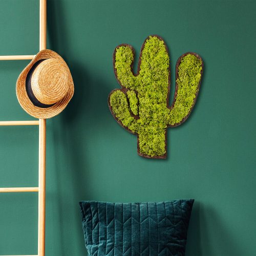 Kézzel készített dekoratív falkiegészítő, zöld-fehér, 34 x 1,6 x 45 cm | 100% MDF/MOSS, 9 mm vastag | Egyedi színváltozatok a stílusos lakberendezéshez