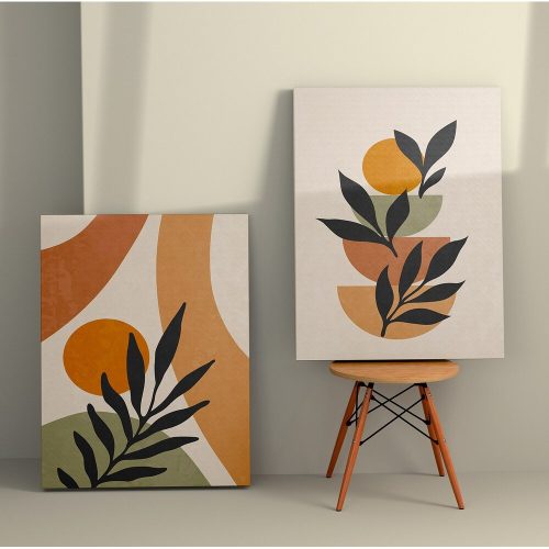 Elegáns dekoratív vászonfestmények (2 db), 50 x 70 cm, 100% vászon és fakeret | Tökéletes lakberendezéshez és modern esztétikához