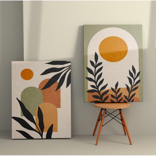 Elegáns dekoratív vászonfestmények (2 db), 50 x 70 cm, 100% vászon és fakeret | Tökéletes lakberendezéshez és modern esztétikához