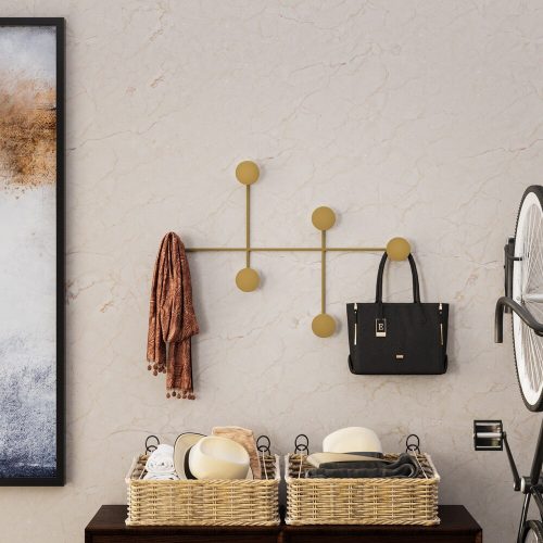 Tartós arany fém fali kampó, 82 x 60 x 10 cm | 100% fém, 10 mm vastagság | 10 kg-ig tart | Stílusos és funkcionális lakberendezéshez