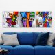 Thomas C. Fedro dekoratív vászonfestmény (3 db) - "Arcok", 100% vászon, 30x90 cm teljes méret, 100% fa keret (3 cm vastag) | Modern dekorációhoz tökéletes