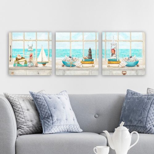 Elegáns dekoratív vászonfestő készlet (3 db), 100% vászon, fa keret (3 cm vastag), 30 x 90 cm teljes méret | Tökéletes a lakberendezés és a művészet szerelmeseinek