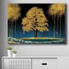 Elegáns dekoratív vászonfestmény, 70 x 100 cm | 100% vászon (2,8 mm) és fenyőfa keret (22 mm) | Kék, sötétkék, arany és barna színek a stílusos lakberendezéshez