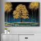 Elegáns dekoratív vászonfestmény, 70 x 100 cm | 100% vászon (2,8 mm) és fenyőfa keret (22 mm) | Kék, sötétkék, arany és barna színek a stílusos lakberendezéshez