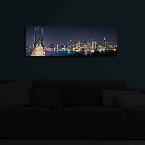 Dekoratív LED-es világítóvászon festmény, 30 x 90 cm, 100% velúr vászon, fa keret (3 cm), elemes, be-/kikapcsolóval, tökéletes otthoni dekorációhoz