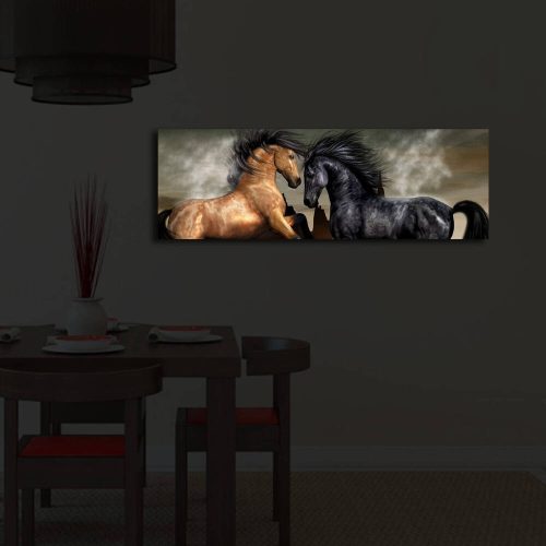 Dekoratív LED-es világítóvászon festmény, 30 x 90 cm, 100% velúr vászon, fa keret (3 cm), elemes, be-/kikapcsolóval, tökéletes otthoni dekorációhoz