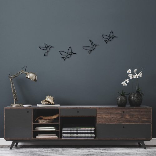 Stílusos fekete dekoratív fém fali kiegészítő készlet (4 db) | 100% fém, 1 mm vastagság | Tökéletes lakberendezéshez, modern és elegáns designhoz