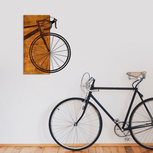 Elegáns dekoratív fa falkiegészítő, 45 x 58 cm | 50% fa (3 cm vastag) és 50% fém | Dió és fekete kivitel, egyedi textúra-variációk
