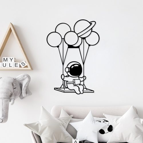 Stílusos fekete dekoratív fém fali kiegészítő, 44 x 70 cm | 100% fém, 1,5 mm vastag | Könnyű és könnyen felakasztható | Modern dekorációhoz tökéletes