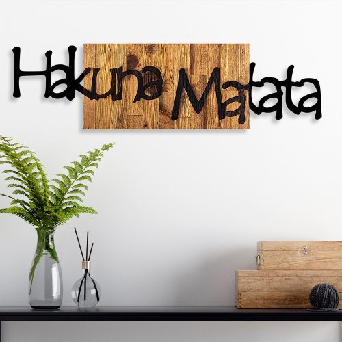 Elegáns dekoratív fa falkiegészítő, 108 x 3 x 30 cm | 100% fa (3 cm) és fém (1,5 mm) | Egyedülálló fekete-világos diófa bevonat, tökéletes otthoni dekorációhoz