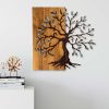 Kézzel festett dekoratív fa falkiegészítő, 58 x 58 cm | 100% fa (3 cm) és fém (1,5 mm) | Egyedi dió-barna kivitel, tökéletes otthoni dekorációhoz