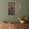 Elegáns dekoratív fa falkiegészítő, 58 x 58 cm, dió és réz | 50% fa (3 cm) és 50% fém (1,5 mm) | Falra szerelhető, egyedi kialakítás