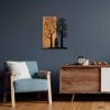 Elegáns dekoratív fa falkiegészítő, 45 x 58 cm | 50% fa (3 cm vastag) és 50% fém | Egyedi dió és fekete kivitel, tökéletes a modern dekorációhoz