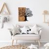 Elegáns dekoratív fa falkiegészítő, 58 x 60 cm, 100% fa és fém, dió és fekete | Egyedi design, tökéletes otthoni dekorációhoz | 3,66 kg
