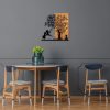 Elegáns dekoratív fa falkiegészítő, 58 x 59 cm | 50% fa (3 cm vastag) és 50% fém | Egyedi dió és fekete kivitel, tökéletes a modern dekorációhoz