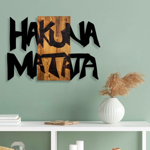 Elegáns dekoratív fa falkiegészítő, 77 x 3 x 58 cm | 100% fa (3 cm) és fém (1,5 mm) | Egyedülálló fekete-világos diófa bevonat, tökéletes otthoni dekorációhoz