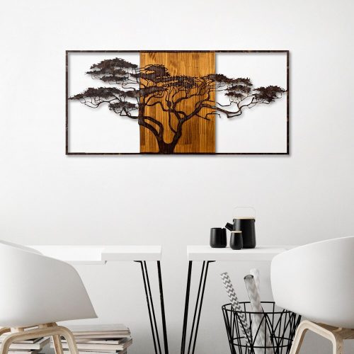 Kézzel festett dekoratív fa falkiegészítő, 147 x 70 x 3 cm | 100% tömör fa (3 cm) és fém (1,5 mm) | Egyedi dizájn természetes variációkkal