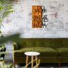 Elegáns dekoratív fa falkiegészítő, 42 x 58 cm | 50% fa (3 cm vastag) és 50% fém | Dió és fekete kivitel, egyedi textúra-variációk